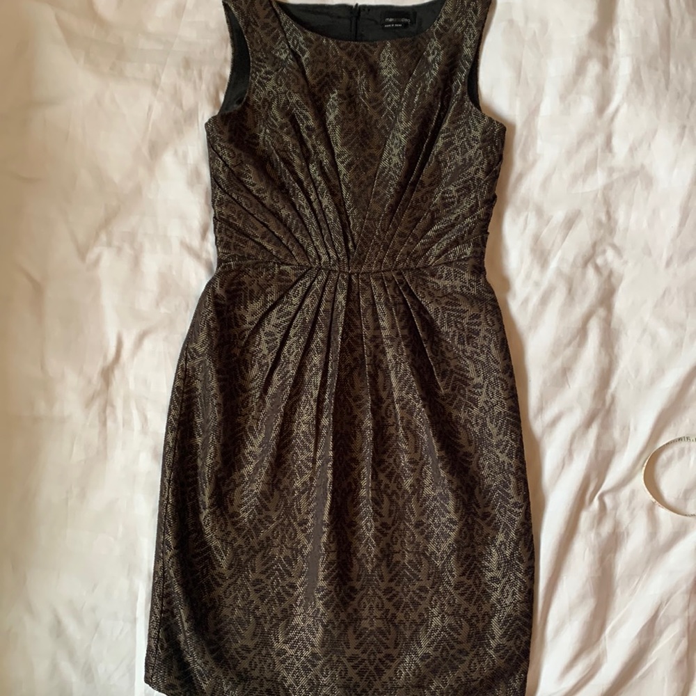 COPY - Max and Cleo bronze brocade sleeveless lined  sunburst pleat sheath dres…